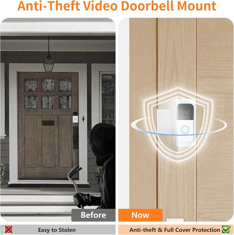 Mamerry Anti-Theft Video Doorbell Mount, Doorbell Door Bracket No Drilling Compatible with Video Doorbell 2/ (2020 Release)/ Battery Doorbell Plus/Pro for Houses, Apartments, Rentals (White) - Image 5